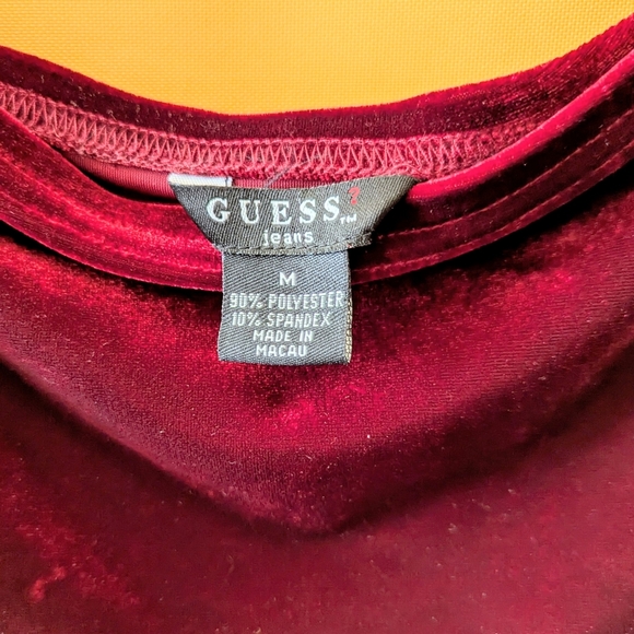 Vintage Guess Crimson Ruby Red Velvet Dress Y2K 90s Grunge Whimsigoth Holiday M - Picture 6 of 7